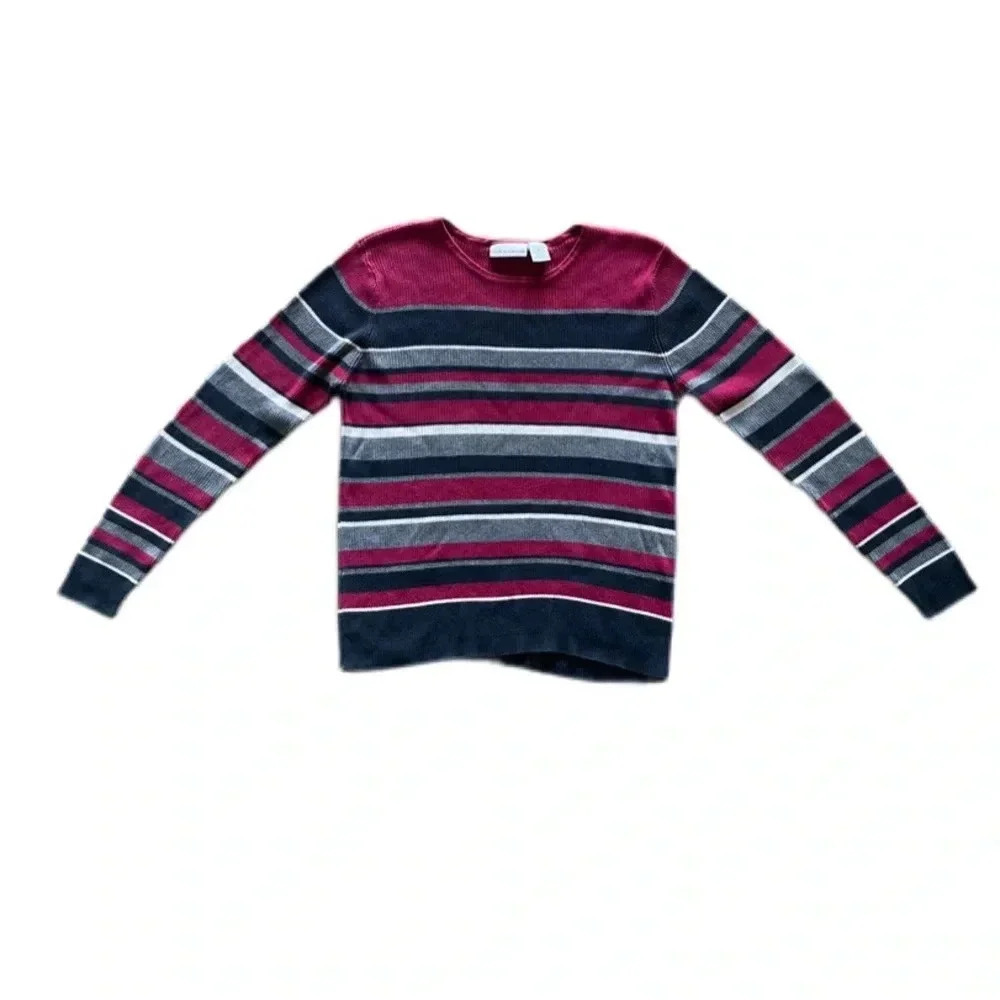 Croft and Barrow Pullover Cotton Striped Sweater XL **fits like Medium**